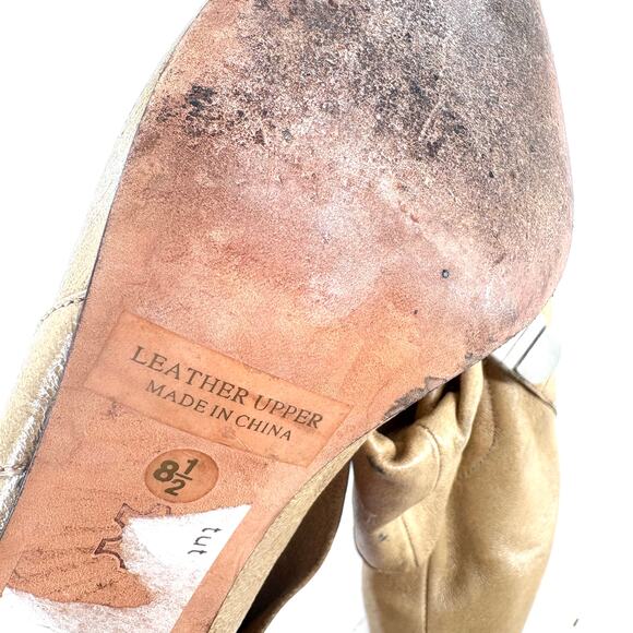 Dolce Vita Foldover Leather Booties 8.5 Tan Ankle Boots Heel Buckle Retro Glam - Picture 2 of 5